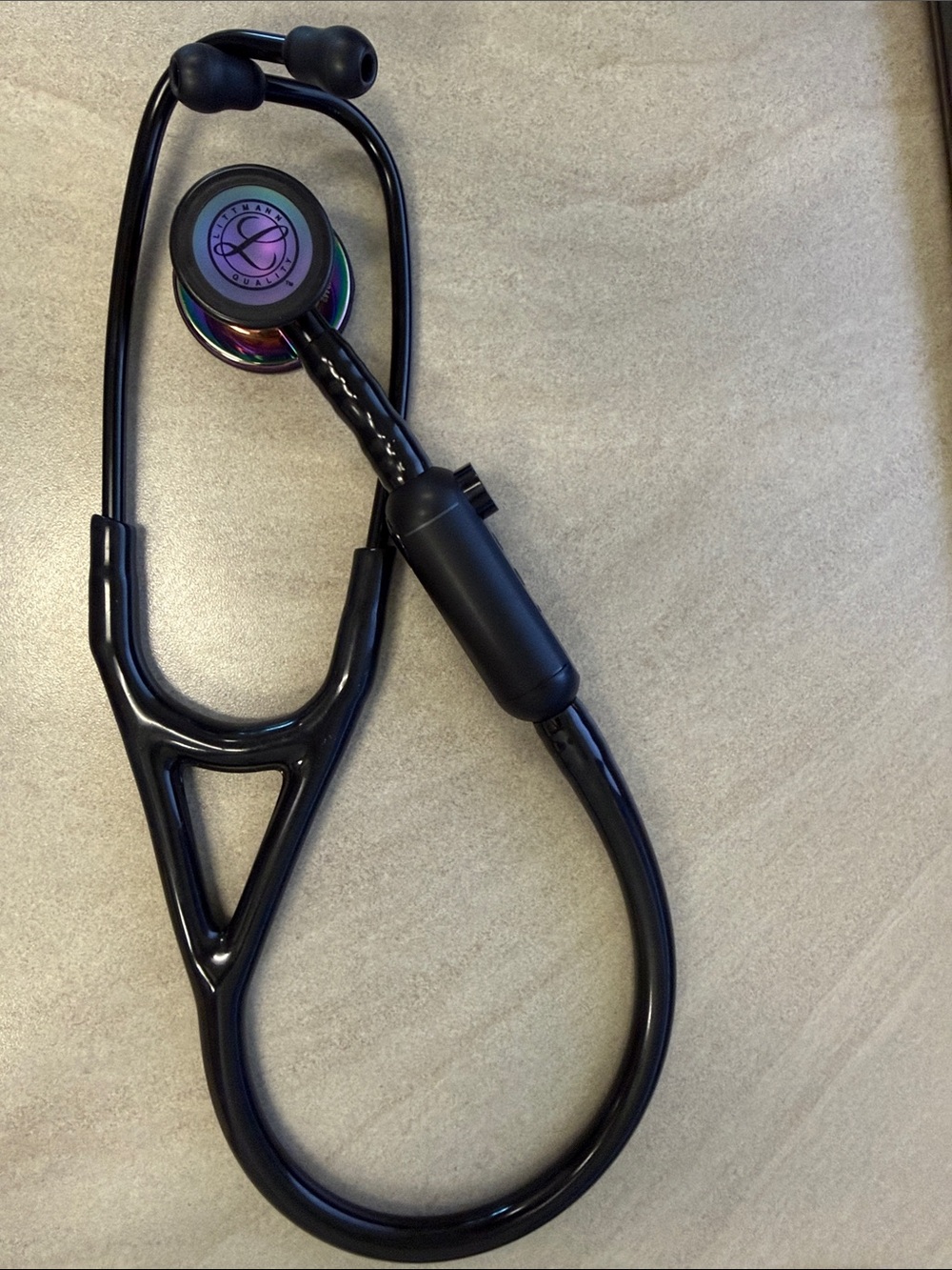 Littman CORE Black Stethoscope with Raspberry Iridescent Chestpiece